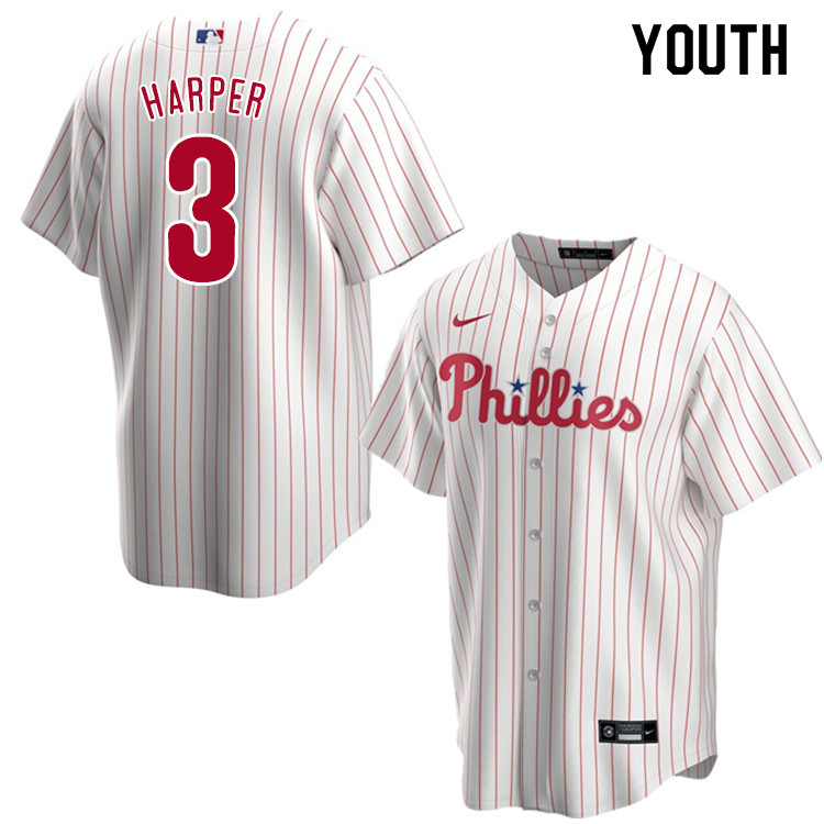 Nike Youth #3 Bryce Harper Philadelphia Phillies Baseball Jerseys Sale-White